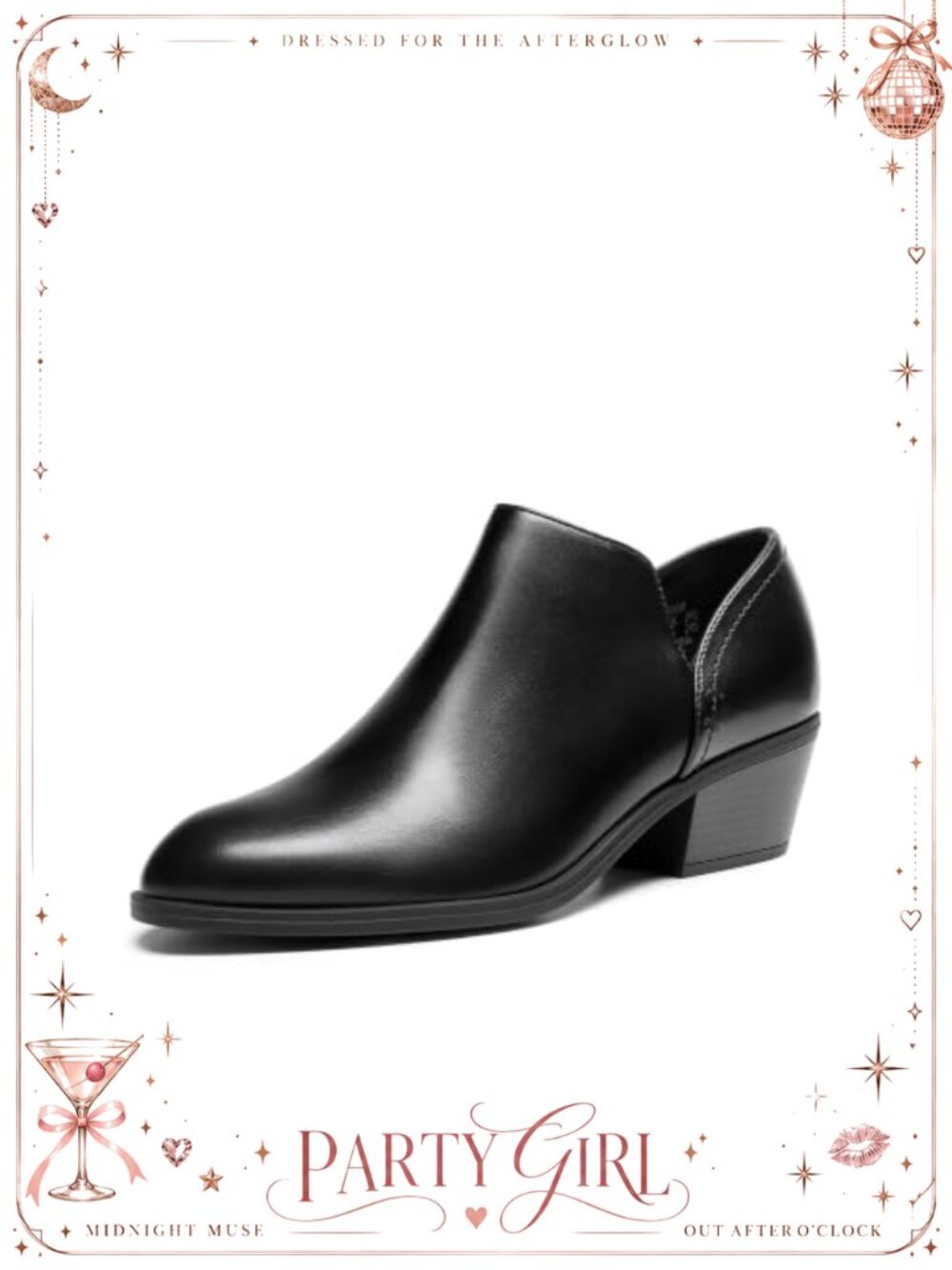 Women's Faux Leather Chunky Heel Ankle Booties Side Zip Low Heeled Fall Boots